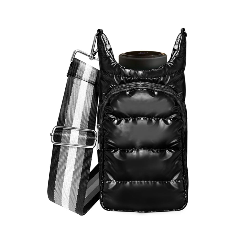 Adjustable Quilted Water Bottle Carrier Bag