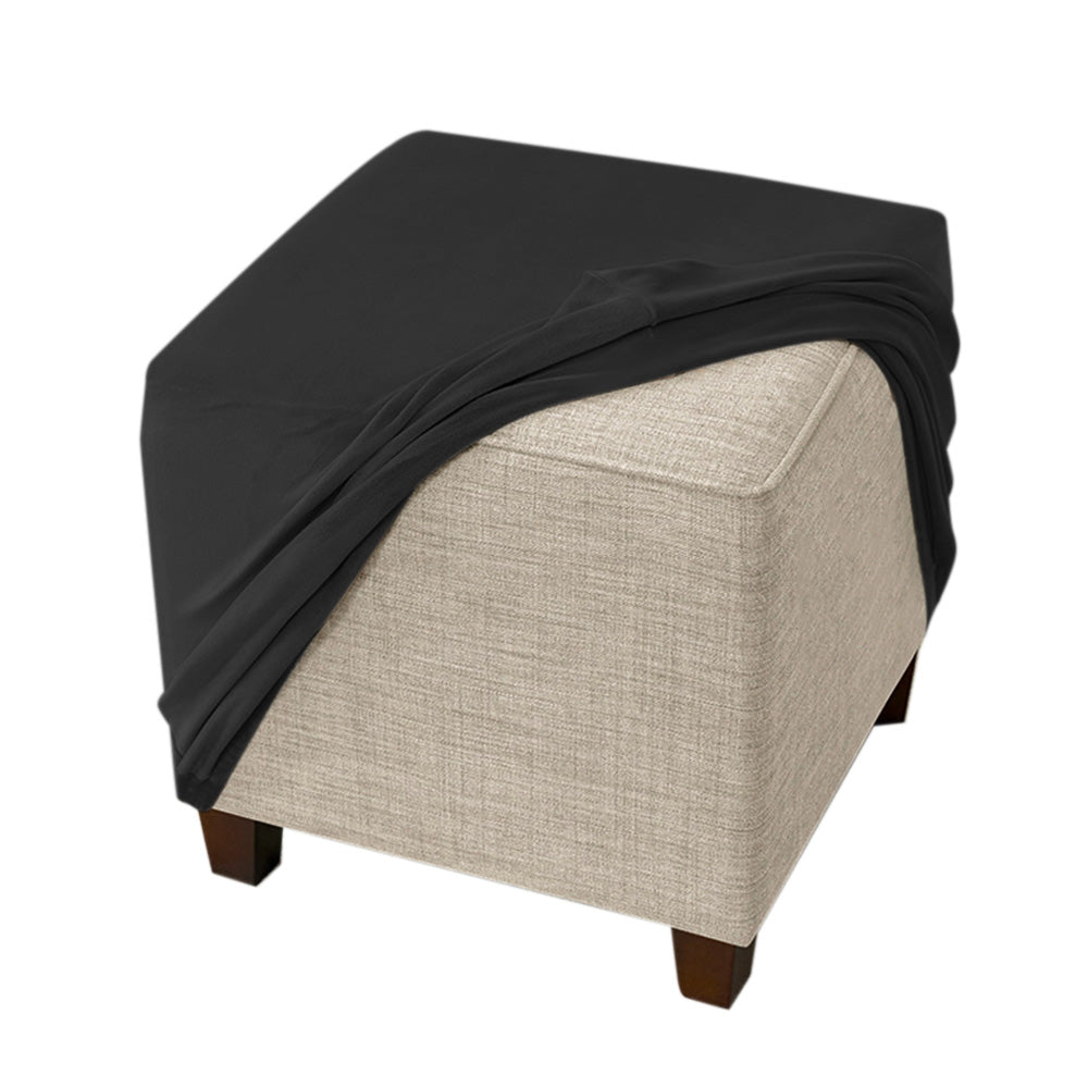 High Stretch Square Footstool Cover Machine Washable-Black