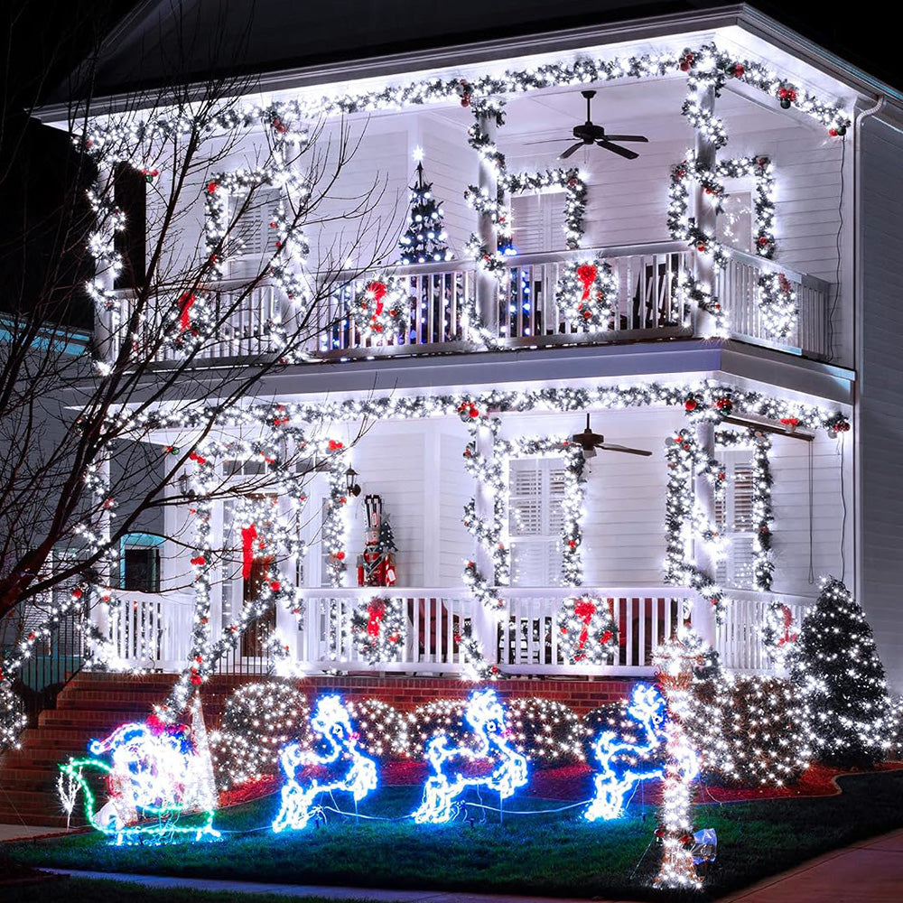 Outdoor Solar String Lights with 8 Modes for Garden Decoration-White