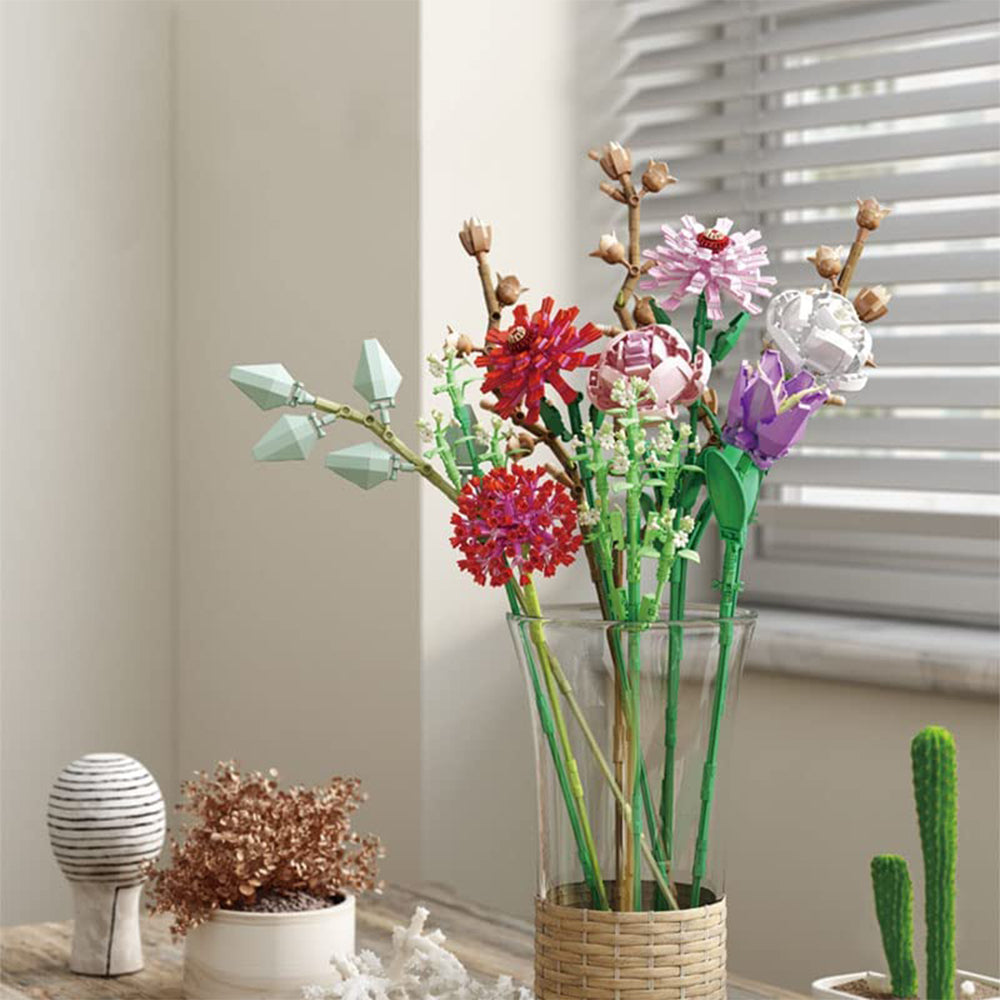 Artificial Flower Blocks Kids Building Toys DIY Bouquet Block Toys