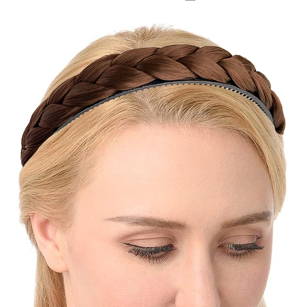 2Pcs Woven Hair Band with Anti-slip Teeth