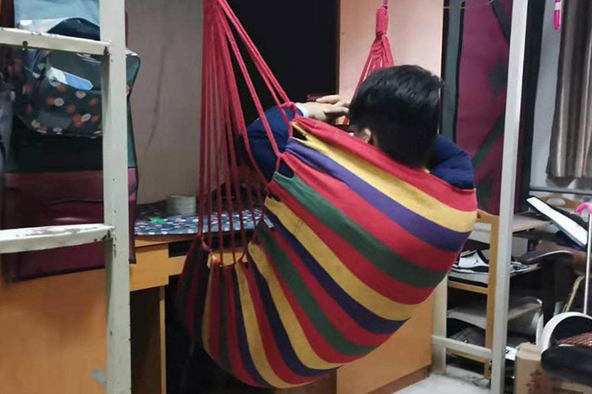 Outdoor Hanging Chair with 2 Cushions Dormitory Hammock Swing Indoor Swing