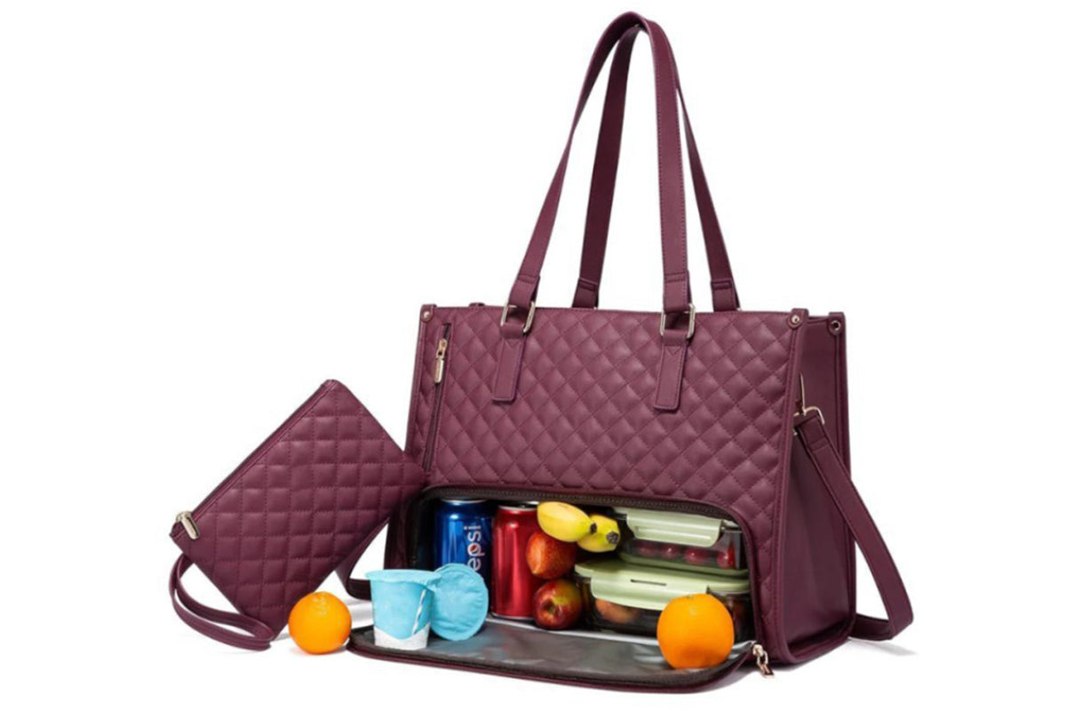 2-in-1 Tote Travel Bag and Wallet with Insulated Lunch Compartment