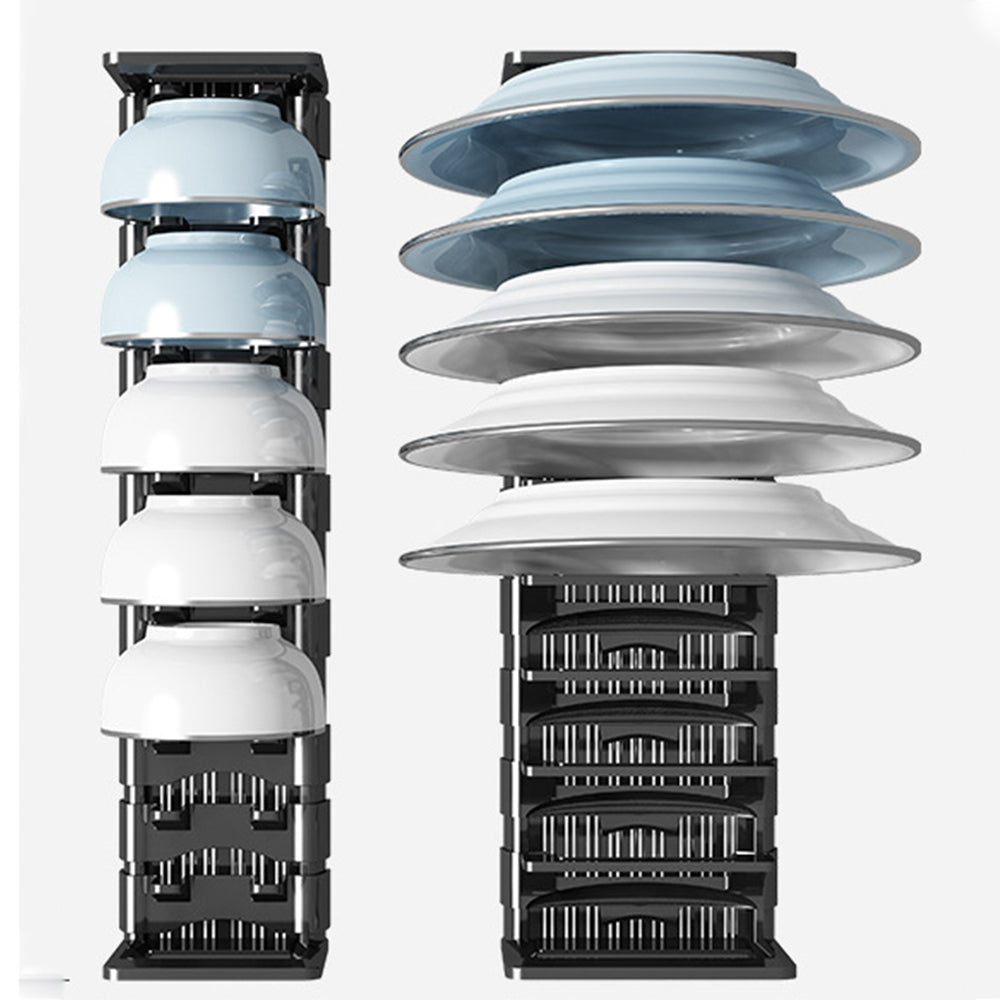 Aluminum Adjustable Cabinet Bowl Storage Shelf with Removable Card Slot
