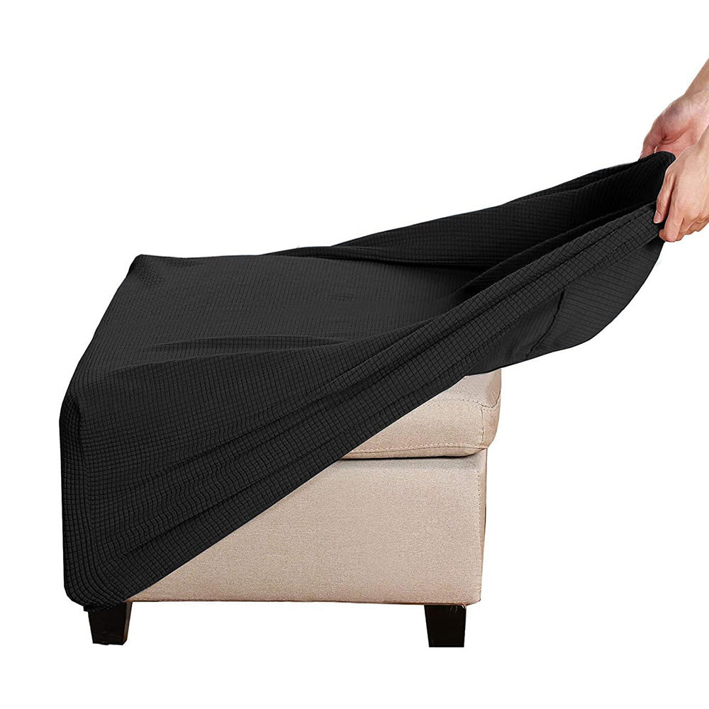 Elastic Jacquard Footrest Cover with Textured Stripes and Elastic Strap-Black