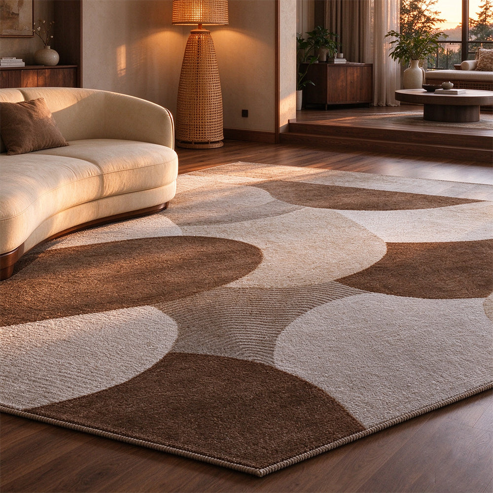 Short Plush Living Room Area Rug with Slip Resistant Dotted Backing-Style 4