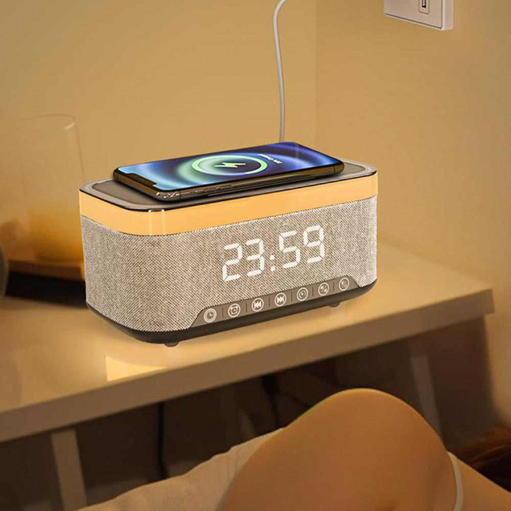 Wireless Phone Charger Bluetooth Speaker Smart Alarm Clock Radio