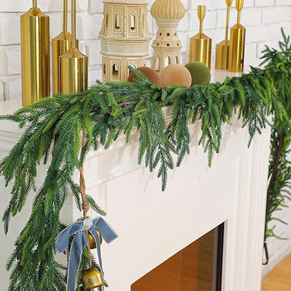 Christmas Norfolk Pine Garland Greenery Garland for Home Decor Fireplace
