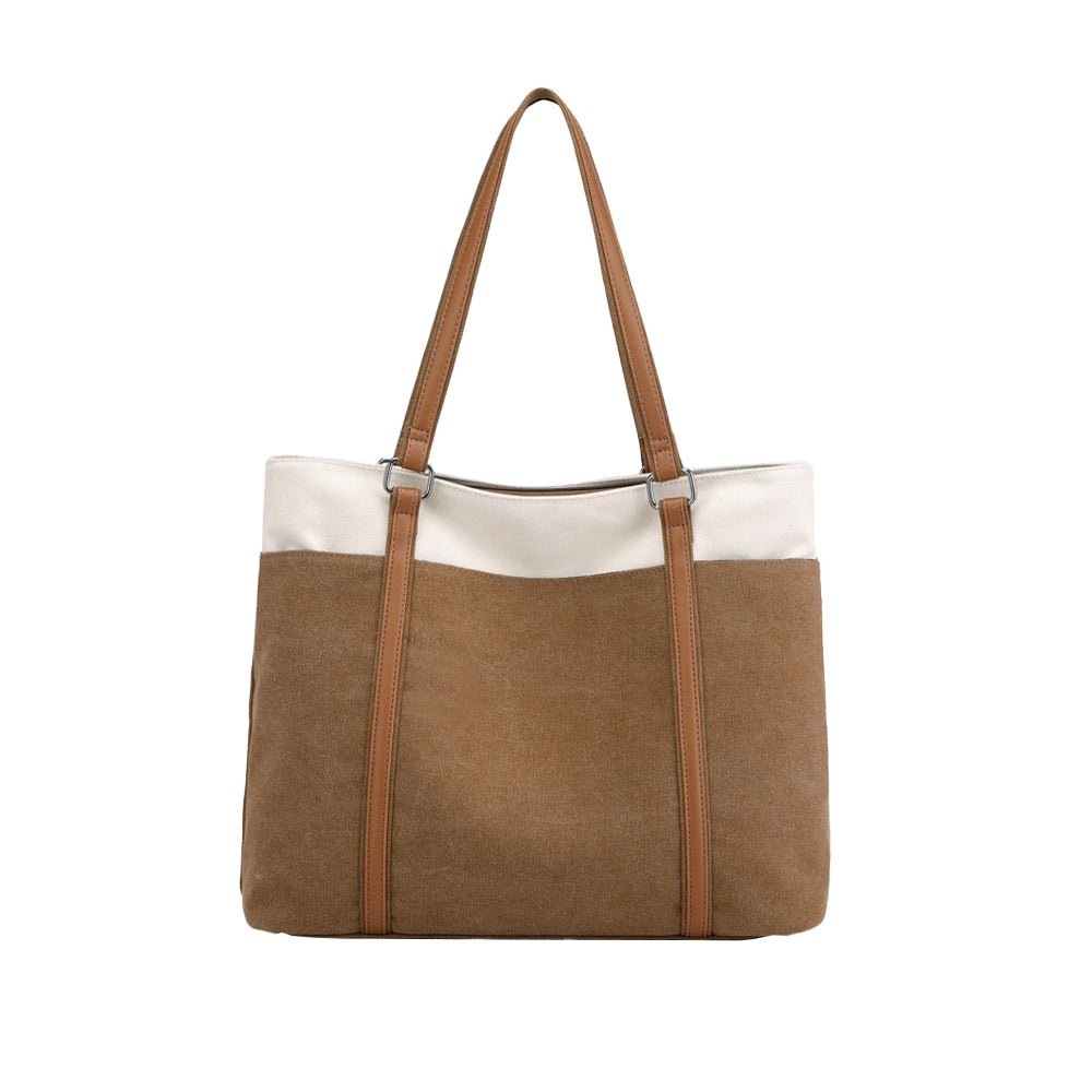 Women Laptop Tote Bag Canvas Handbag 15.6 Inch Work Shoulder Bag