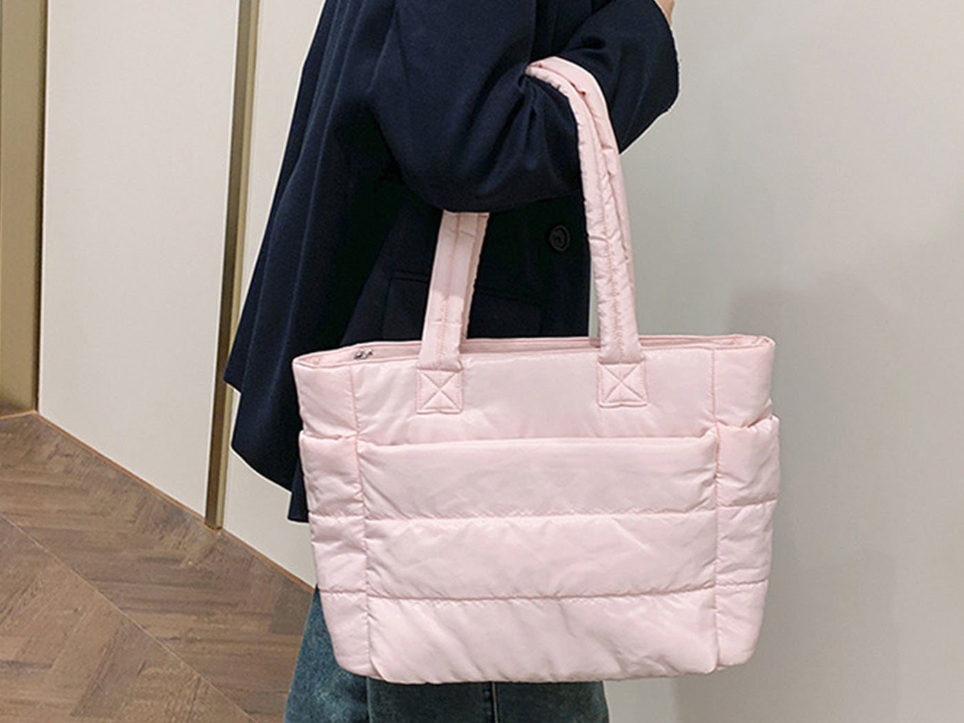 Women Quilted Tote Bag Shoulder Bag Lunch Bag