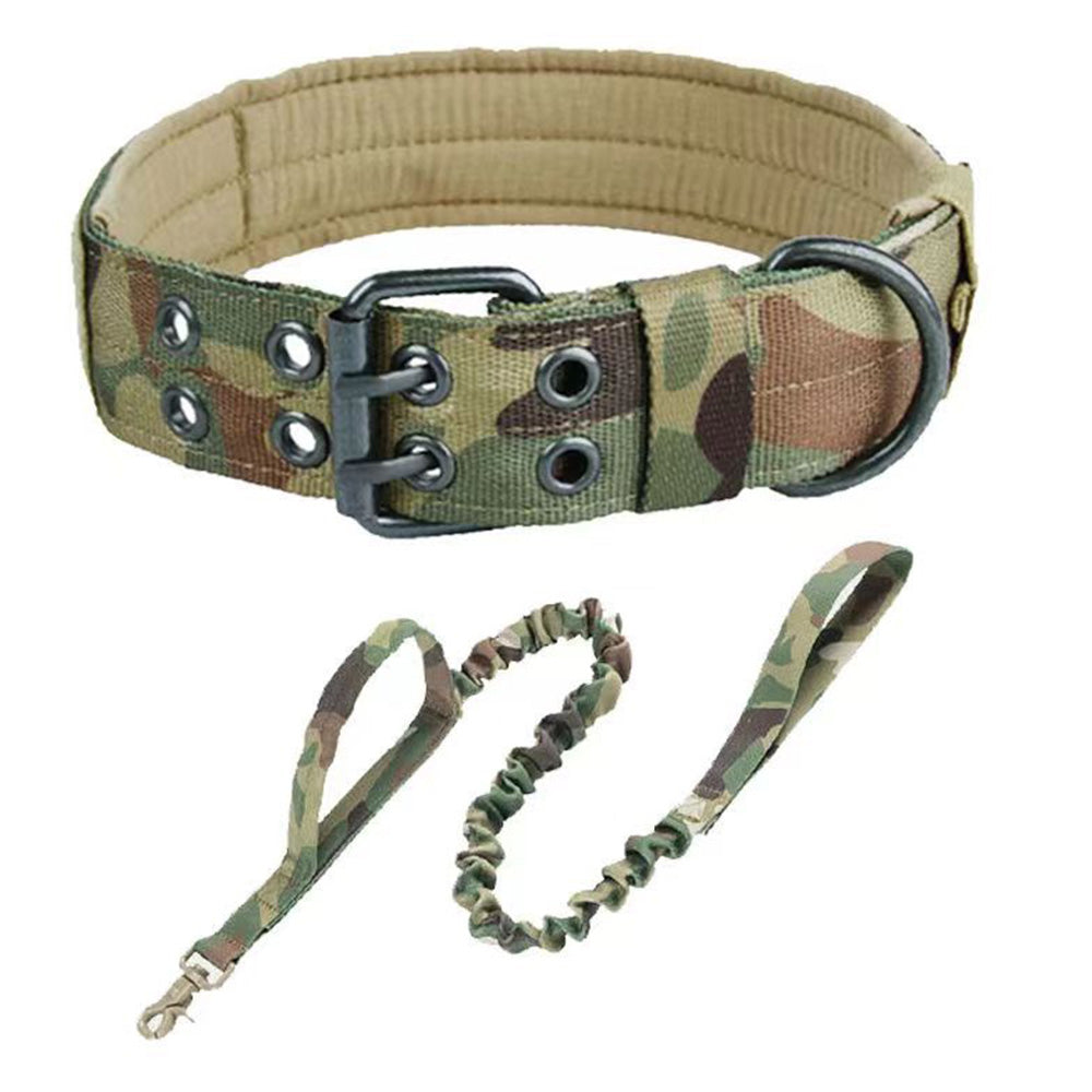 Adjustable Padded Nylon Dog Collar and Leash Set for Large Dogs-Green