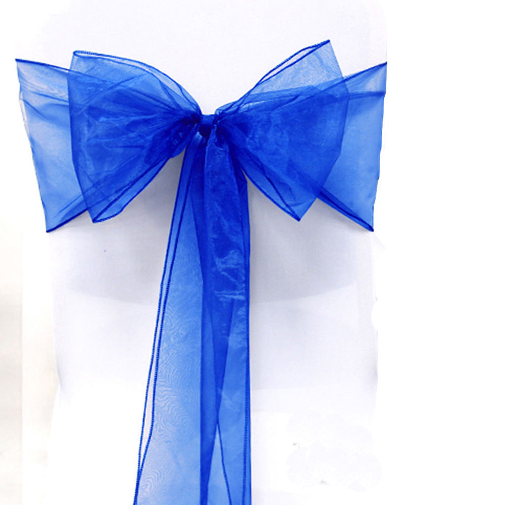 10Pcs Sheer Organza Wedding Chair Back Bow Sashes for Party Decor
