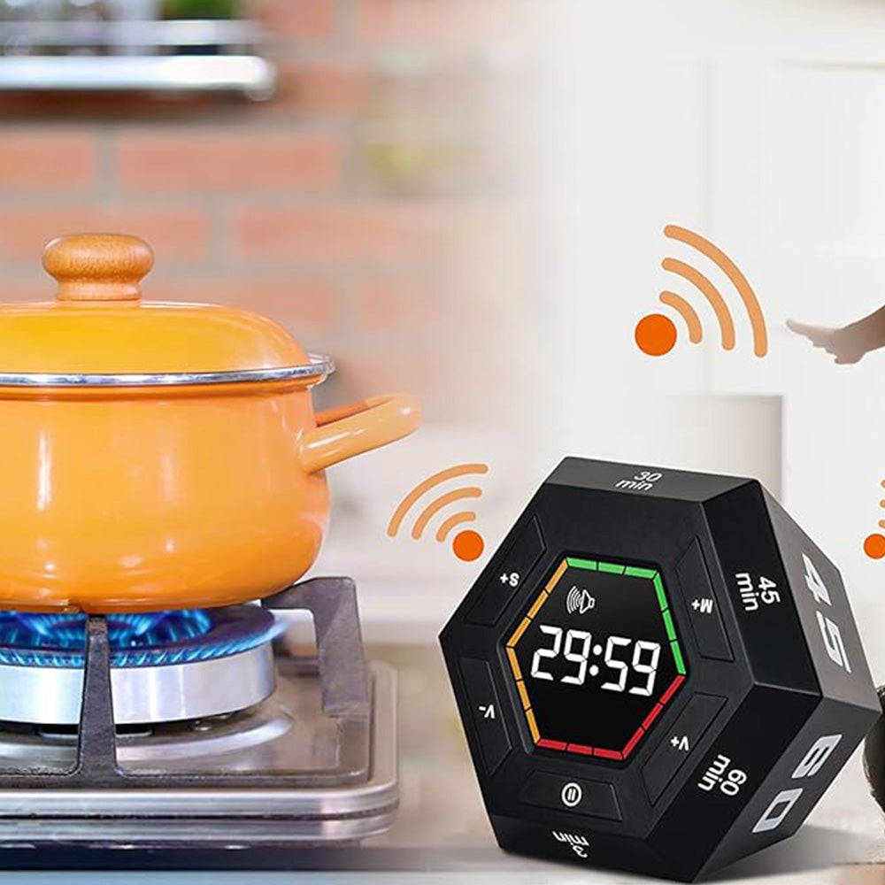 Pomodoro Timer Hexagon Visual Flip Electronic Timer with LED Digital Display