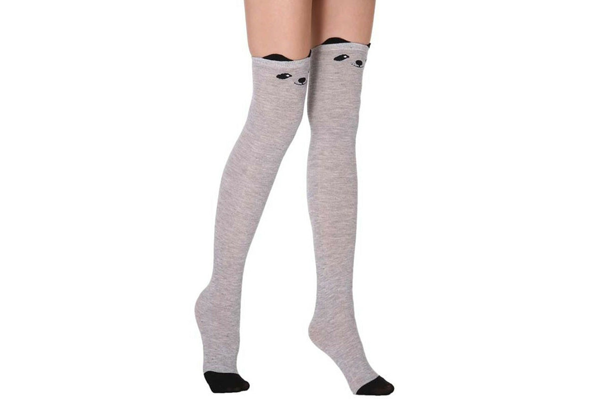 Women Lady Thigh High Stockings Warm Over Knee Socks Cat Design Long Socks