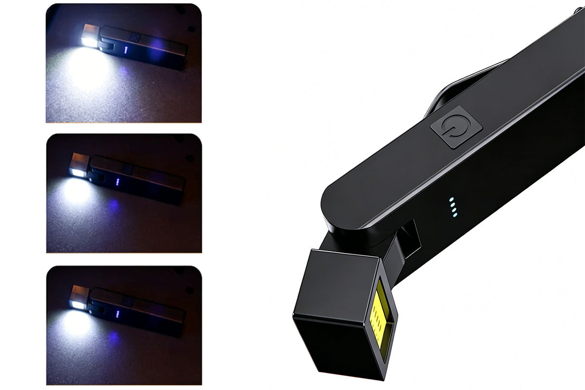 2Pcs Rechargeable COB Work Lights with Magnetic Base Clip Rotatable Flashlight Emergency Lamps