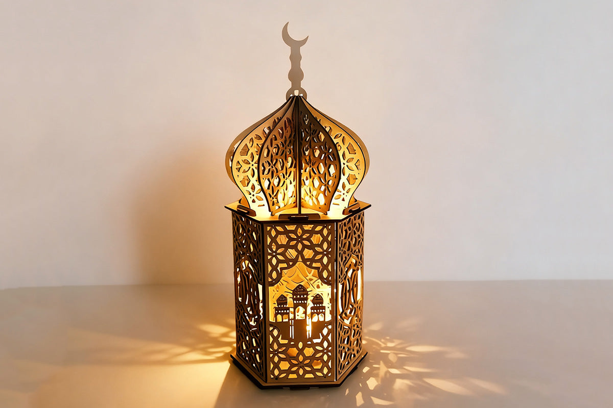 Christmas Wooden Lantern – Decorative Carved Hollow LED Night Light for Holiday Home Decor