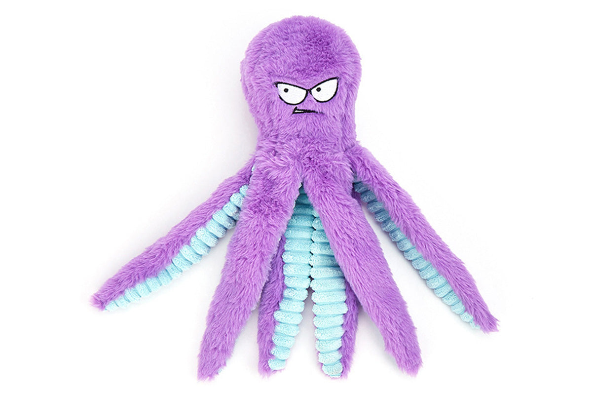 Interactive Plush Squeaky Dog Toy with Crinkle Tentacles for Medium & Large Dogs