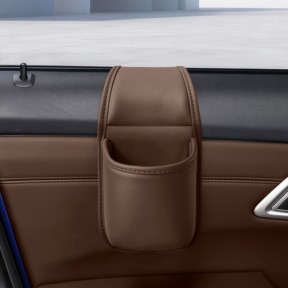 Self Adhesive PU Leather Vehicle Door Cup Holder for Bottle Cup