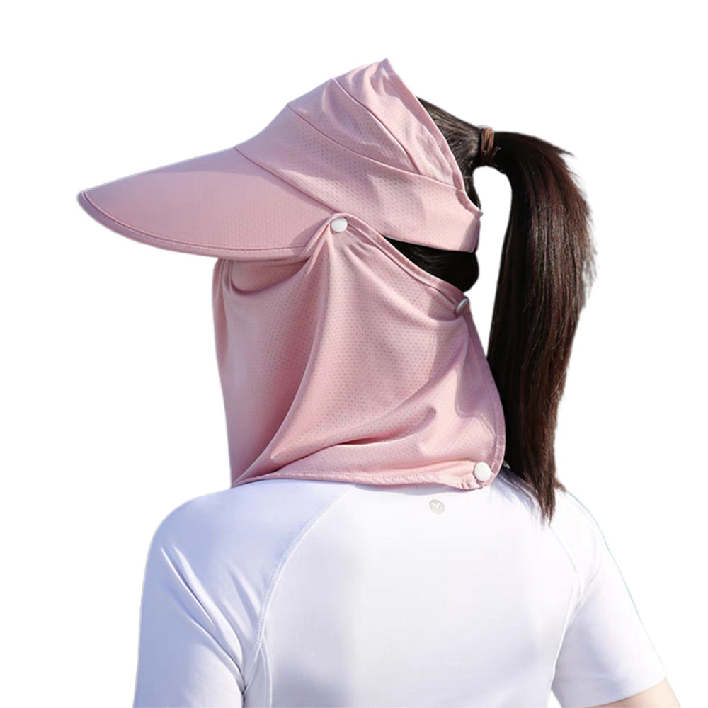 3 in 1 Ponytail Sun Hat with Detachable Face Cover and Chin Strap