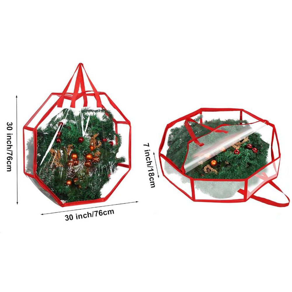 4Pcs 76CM Christmas Door Wreath Decoration Storage Bag Clear Xmas Bag For Garland