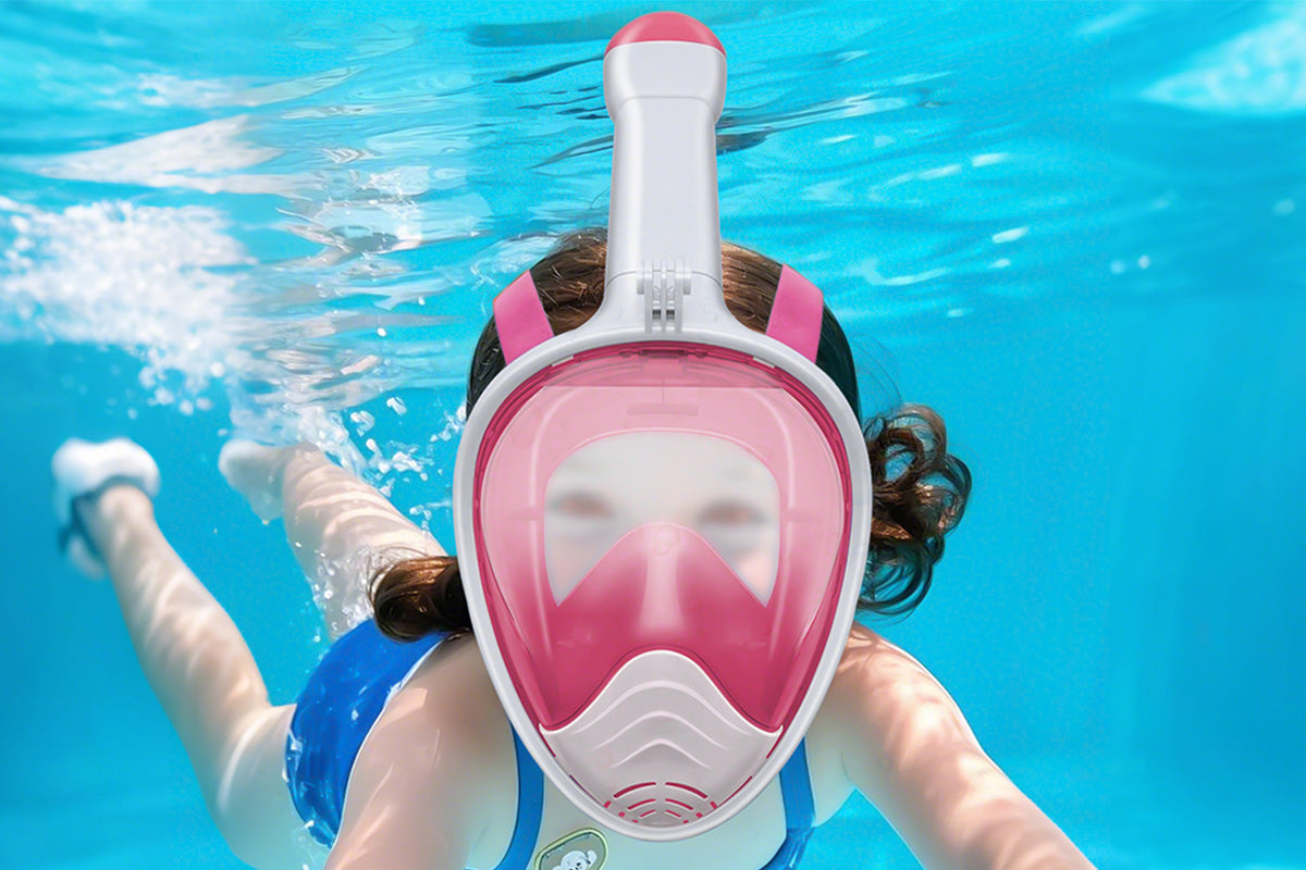 Full Face Snorkel Mask – 180 Degree Panoramic View Anti-Fog & Leak Proof-Pink