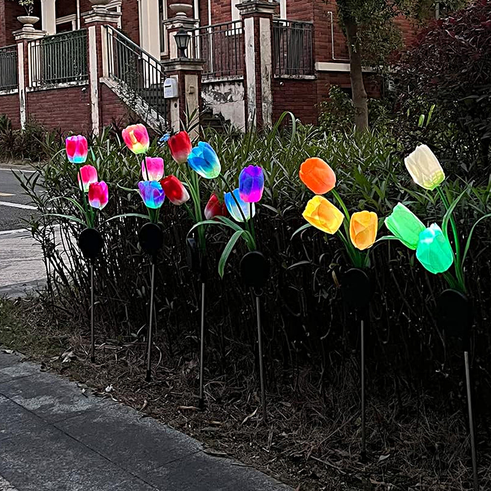 Solar Tulips Flower Light Water-resistant LED Lamp for Garden Patio Yard