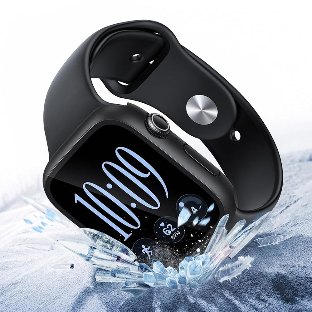 2 Piece Case and Screen Protector Set for Apple Watch Series 12-Black
