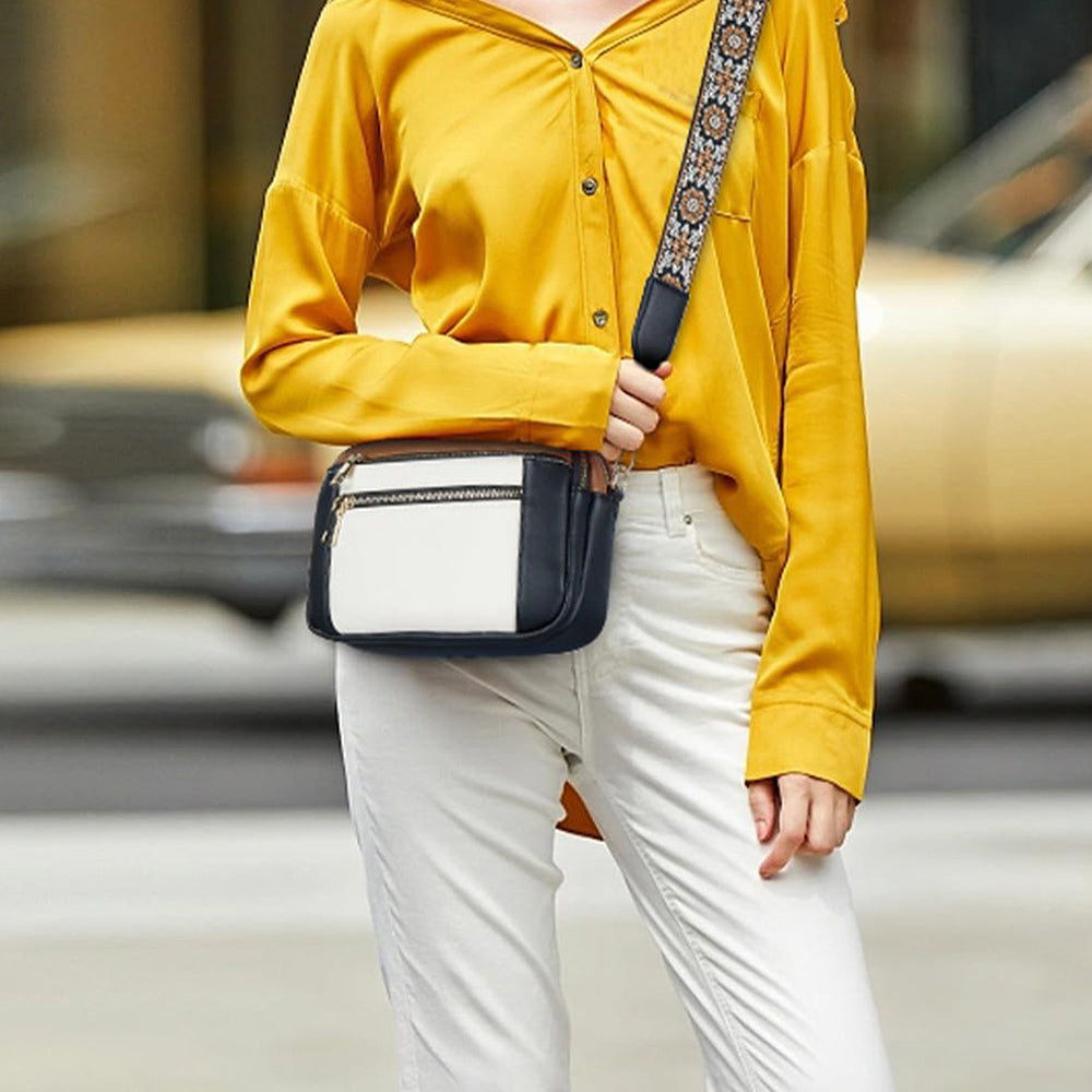 Women Shoulder Bag Cross Body Messenger Handbag with Wide Strap
