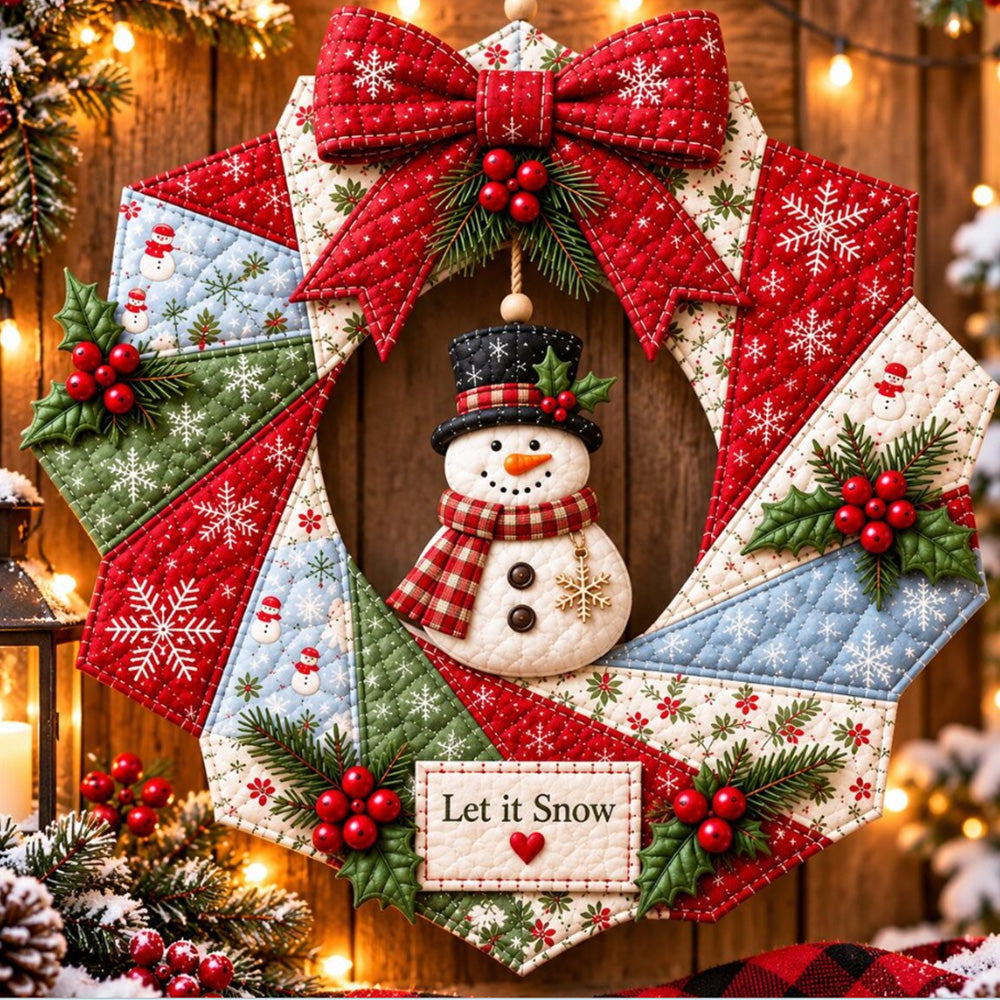 Christmas Quilted Wreath DIY Sewing Kit with Precut Fabric for Door Decor