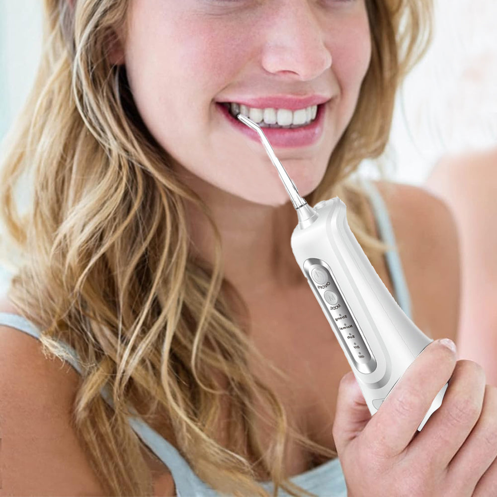Cordless Electric Oral Teeth Cleaning Water Flosser with 6 Jet Tips