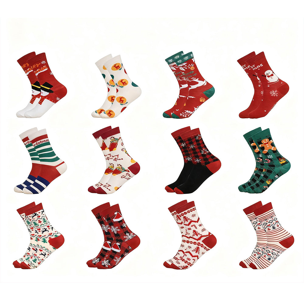 12 Pairs Christmas Sock Advent Calendar 24 Days Countdown Calendar