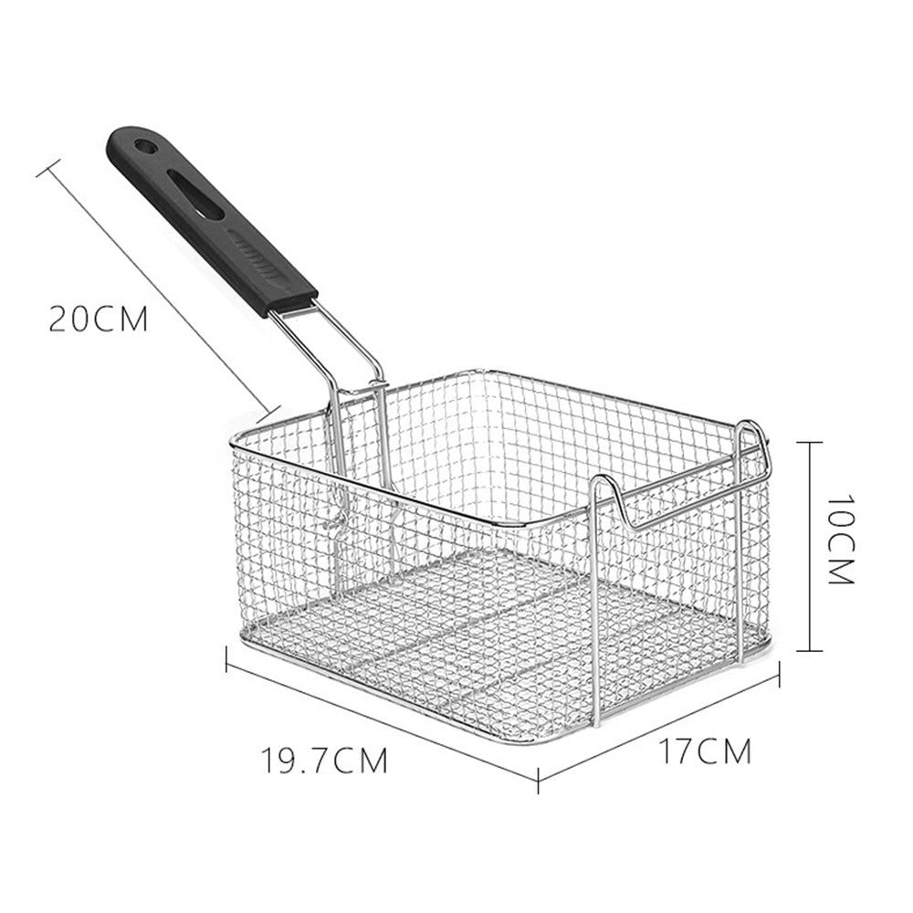 Stainless Steel Deep Fryer Basket with Removable Handle and Hanging Design