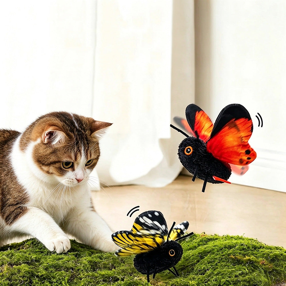 Electric Butterfly Cat Toy with Flapping Wings 3 Modes and Touch Activation