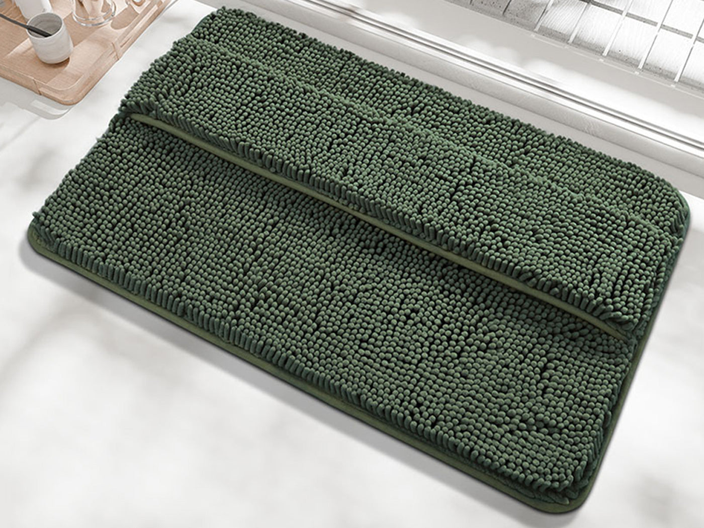 Two Layers Bath Mat 40x60cm Thick Soft Absorbent Chenille Bath Rug Mat