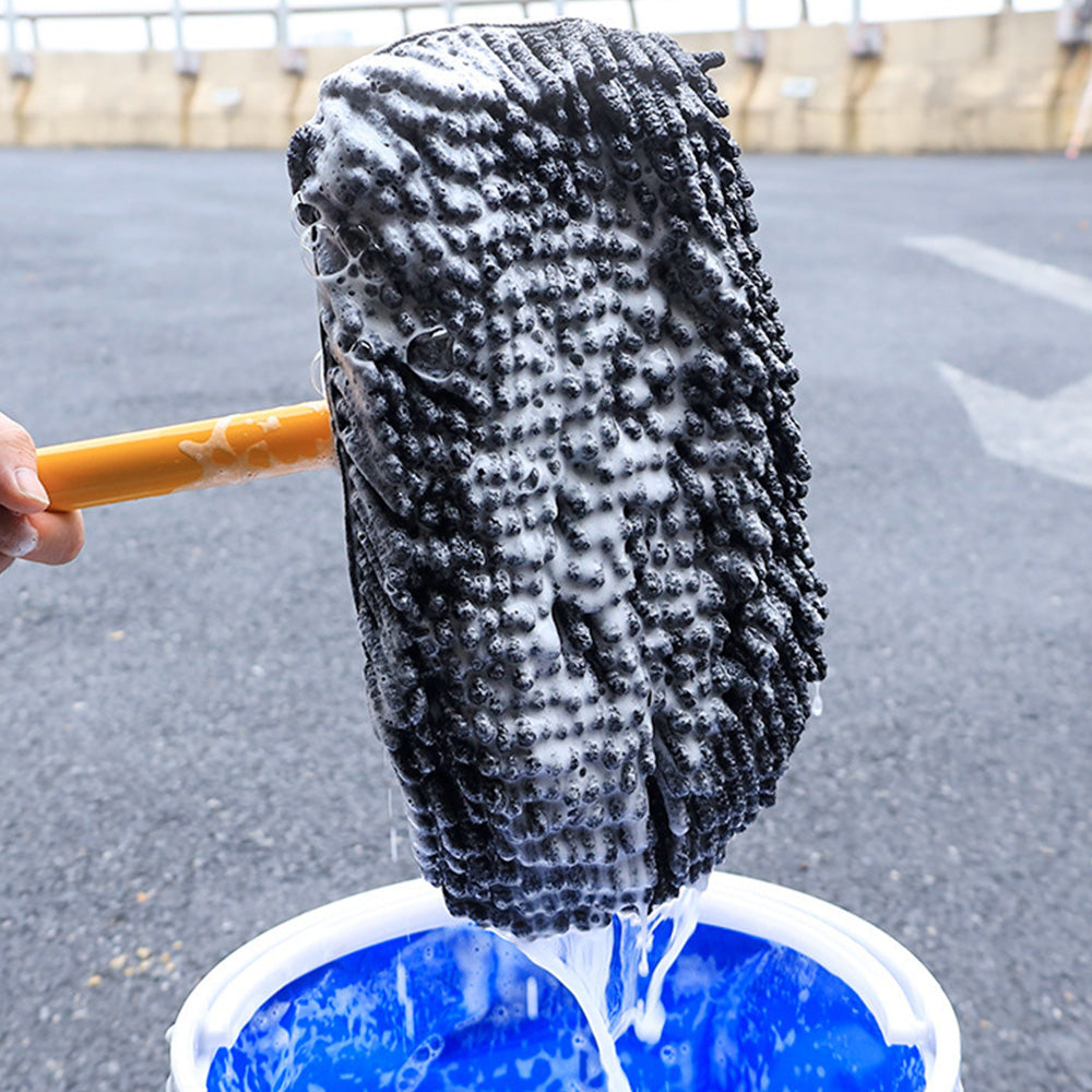 3-Section Telescopic Car Wash Brush 15-Degree Bent Handle with Extra Head