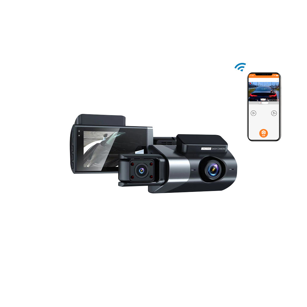 WiFi HD 1080P Night Vision Gravity Sensor Dash Cam-Front+ Inside Camera + Rear Camera