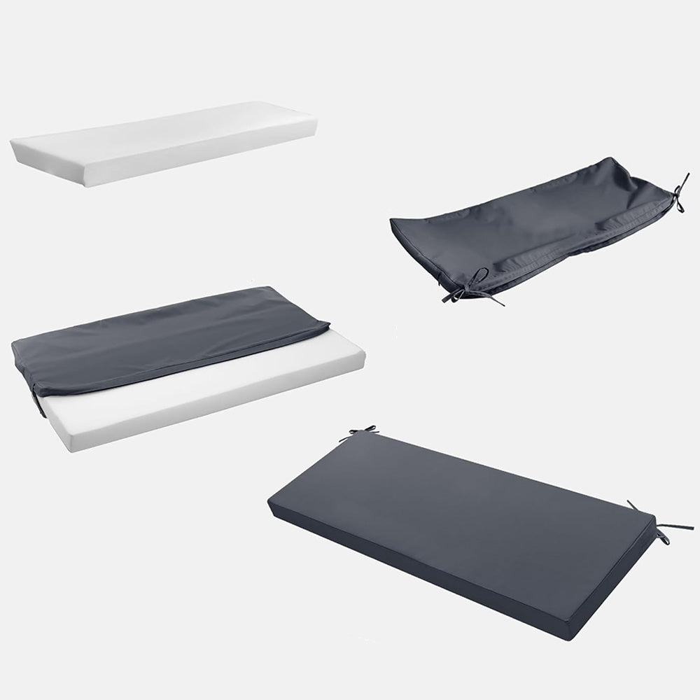 Thick Bench Cushion Porch Swing Cushion Backrest Ties Removable Cover Outdoor -Dark Grey