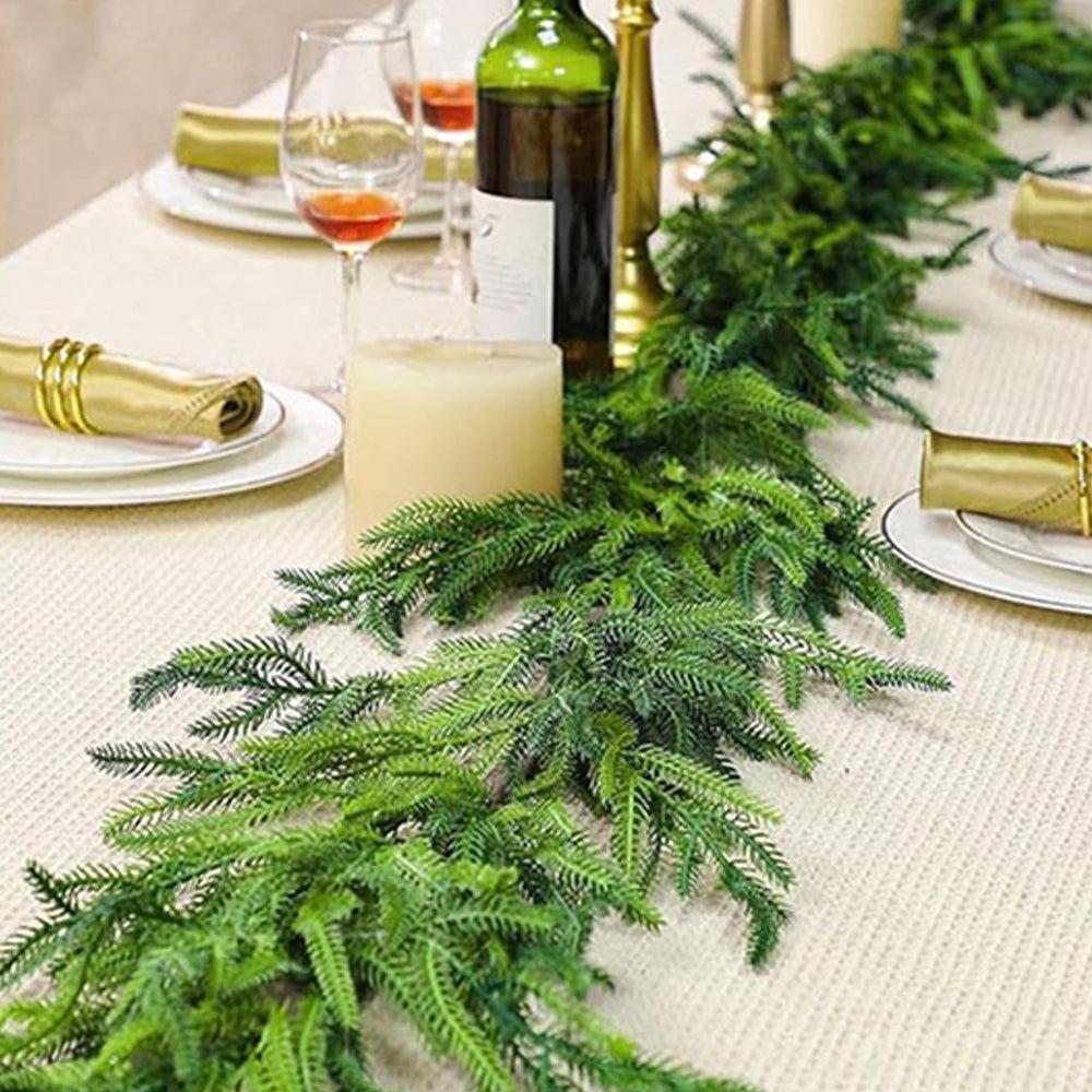 Christmas Norfolk Pine Garland Greenery Garland for Home Decor Fireplace