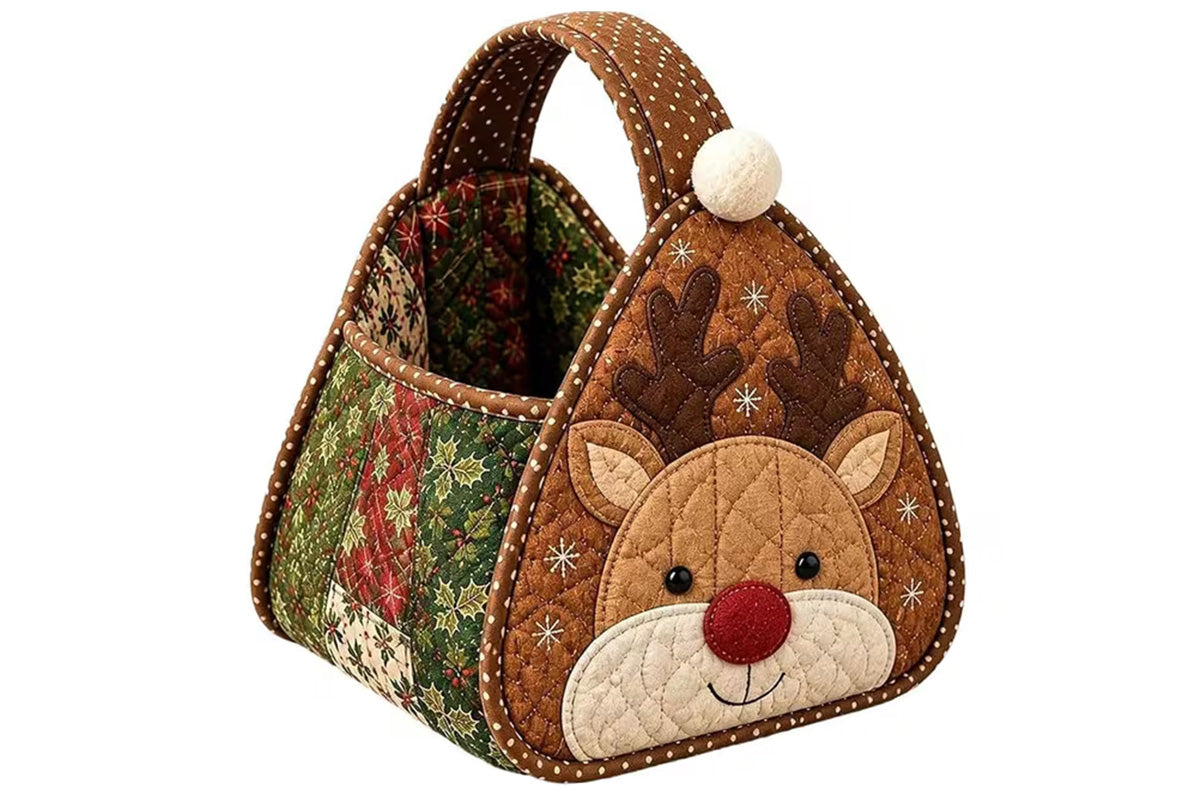 DIY Christmas Patchwork Basket Sewing Kit Fabric Quilting Craft Kit