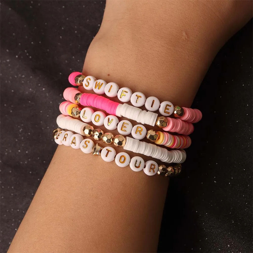 5Pcs Taylor Inspired Beaded Bracelets Fans Friendship Bracelets Gifts for Music Lovers