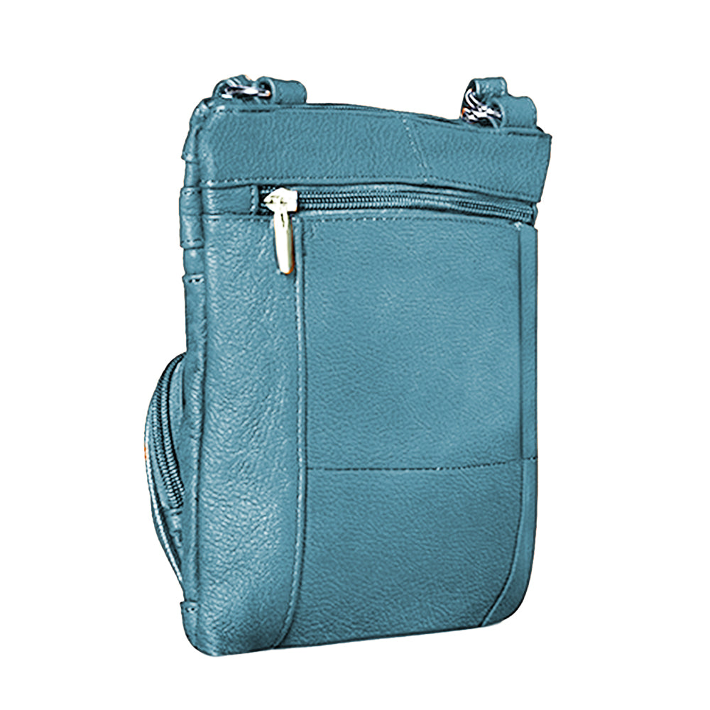 Womens Genuine Leather Multi-Pocket Crossbody Purse Bag