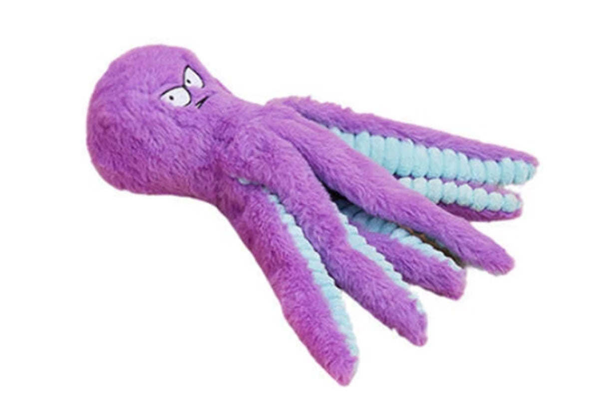 Interactive Plush Squeaky Dog Toy with Crinkle Tentacles for Medium & Large Dogs