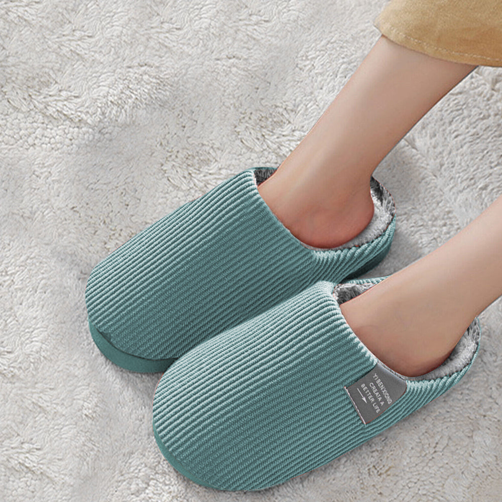 Unisex Winter Slipper Warm Plush Lined Anti-Slip Home Indoor Slippers