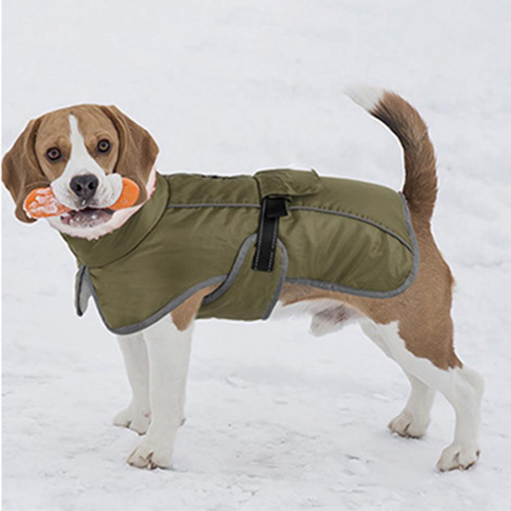 Winter Dog Coat-Waterproof Cold Weather Jacket for Small Large Breeds-Green