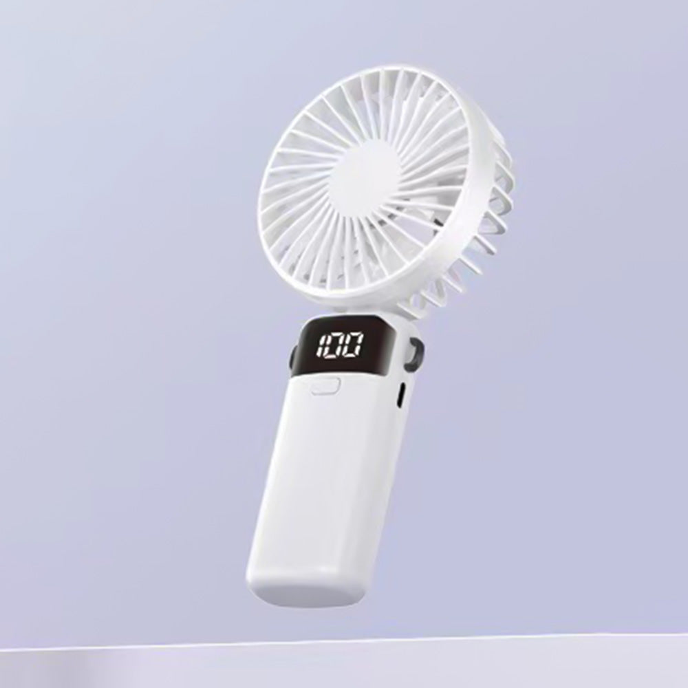 Digital Display Handheld Fan with 5 Speeds USB Portable Fan with Lanyard and Phone Holder Base