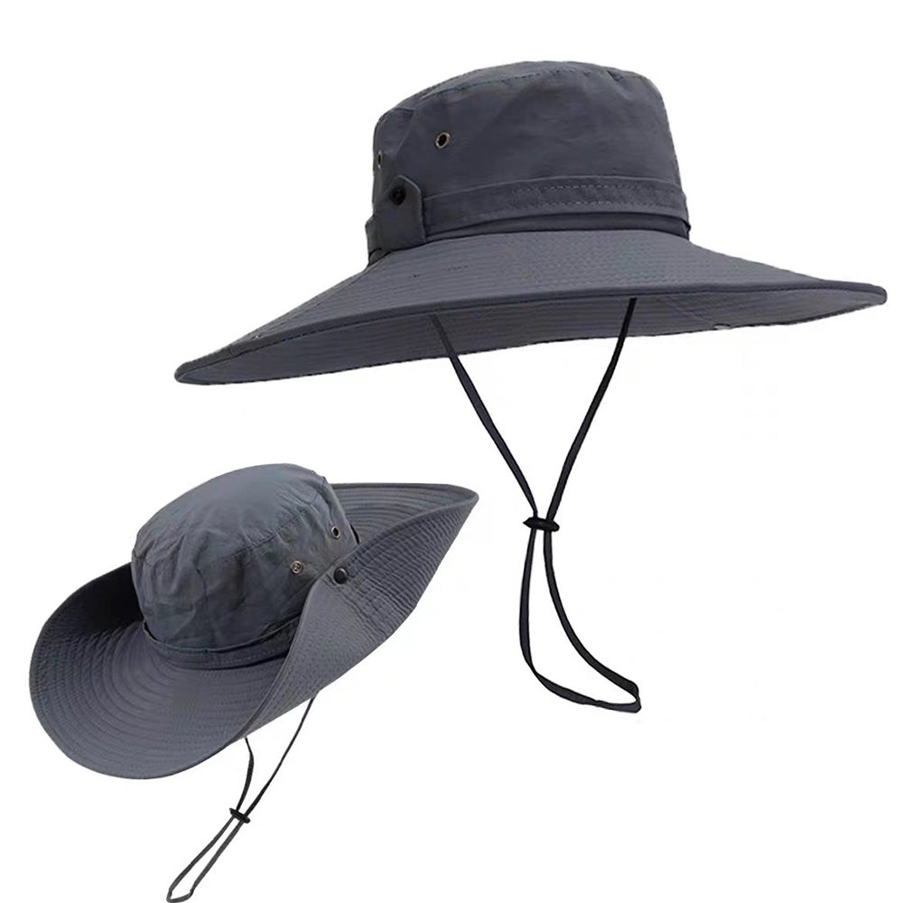 Foldable Wide Brim UV Sun Hat with Wind Strap for Fishing and Hiking