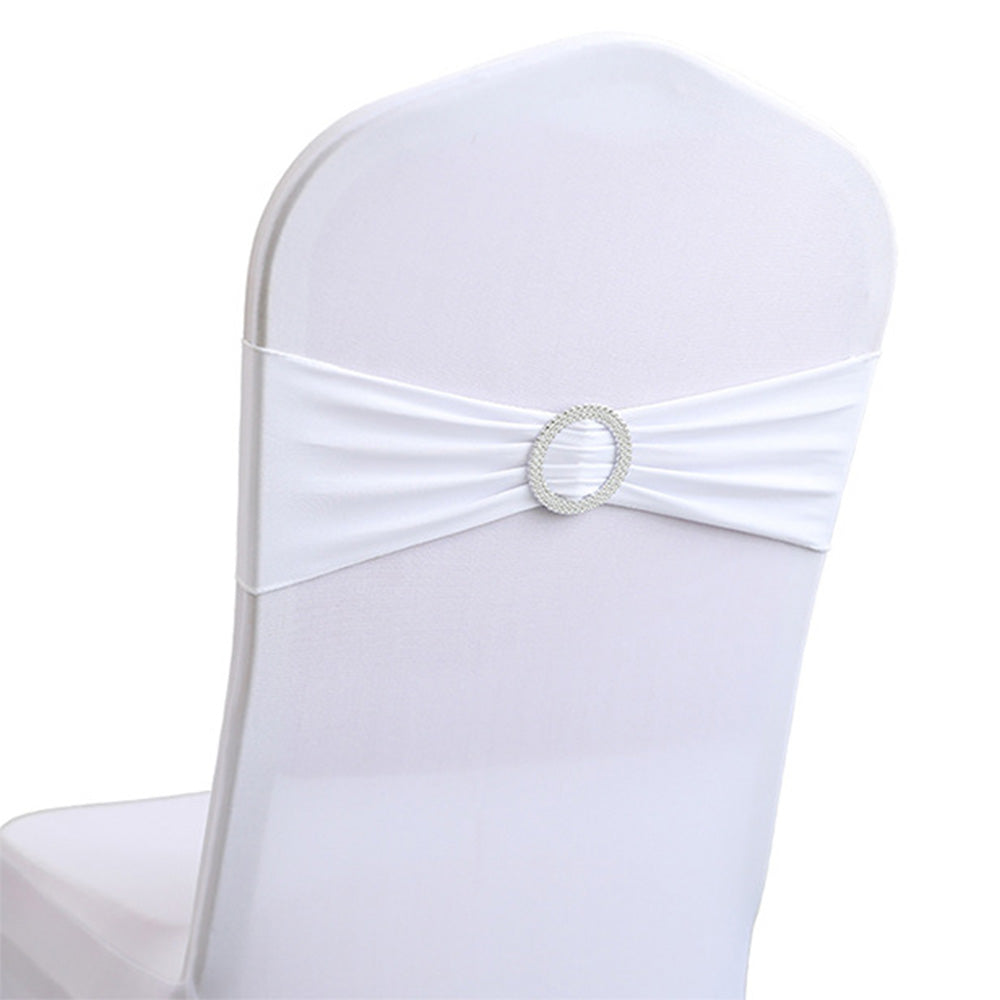 10Pcs Elastic Chair Sashes Bows with Buckle Spandex Chair Bands for Weddings Parties Meetings