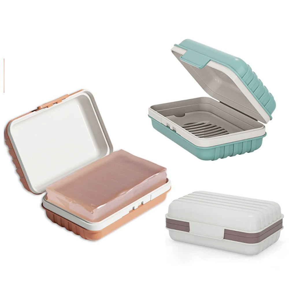 2Pcs 2-Layer Soap Box Container with Lid Travel Soap Holder