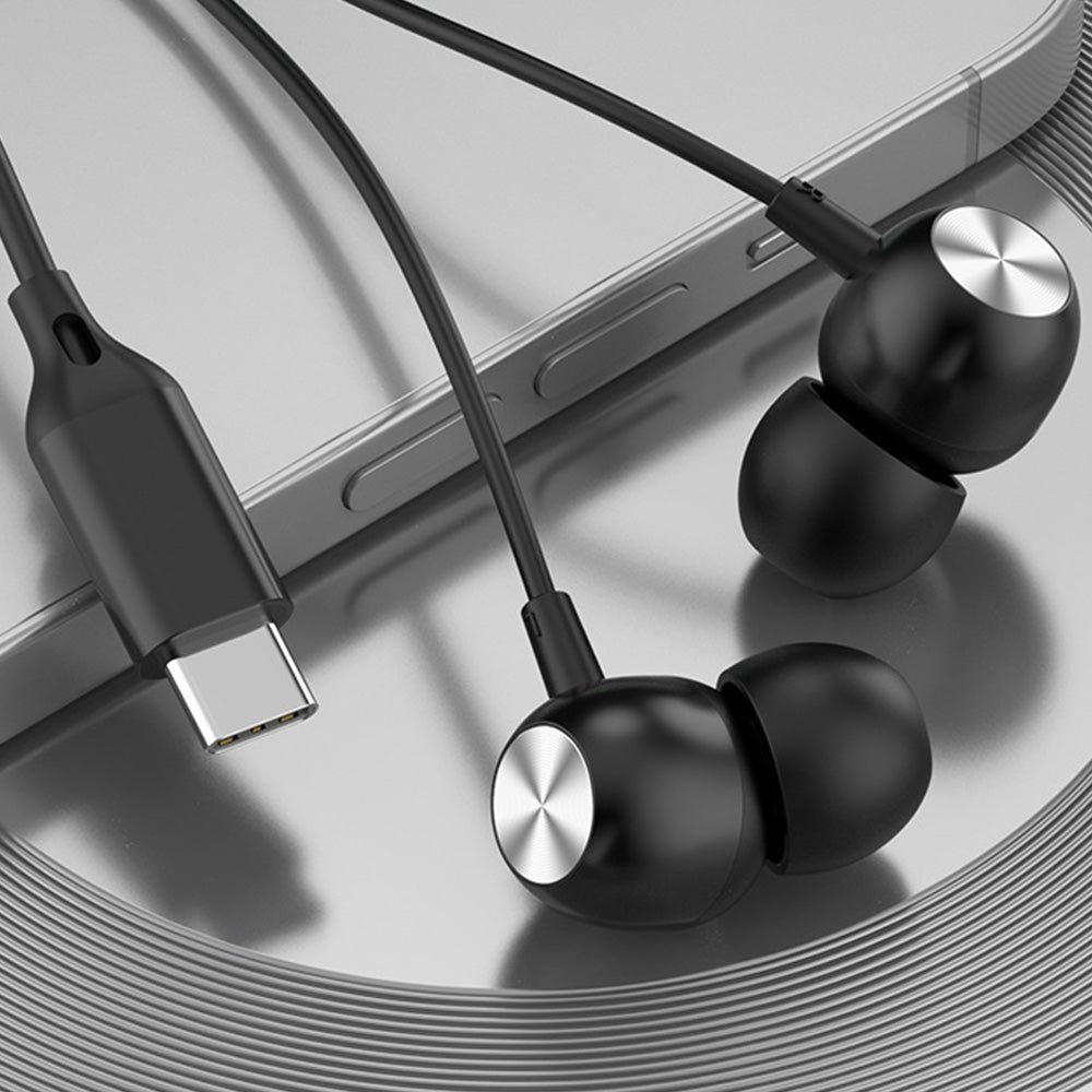 Type-C Wired Earbuds with Mic for iPhone and Samsung Comfortable Fit