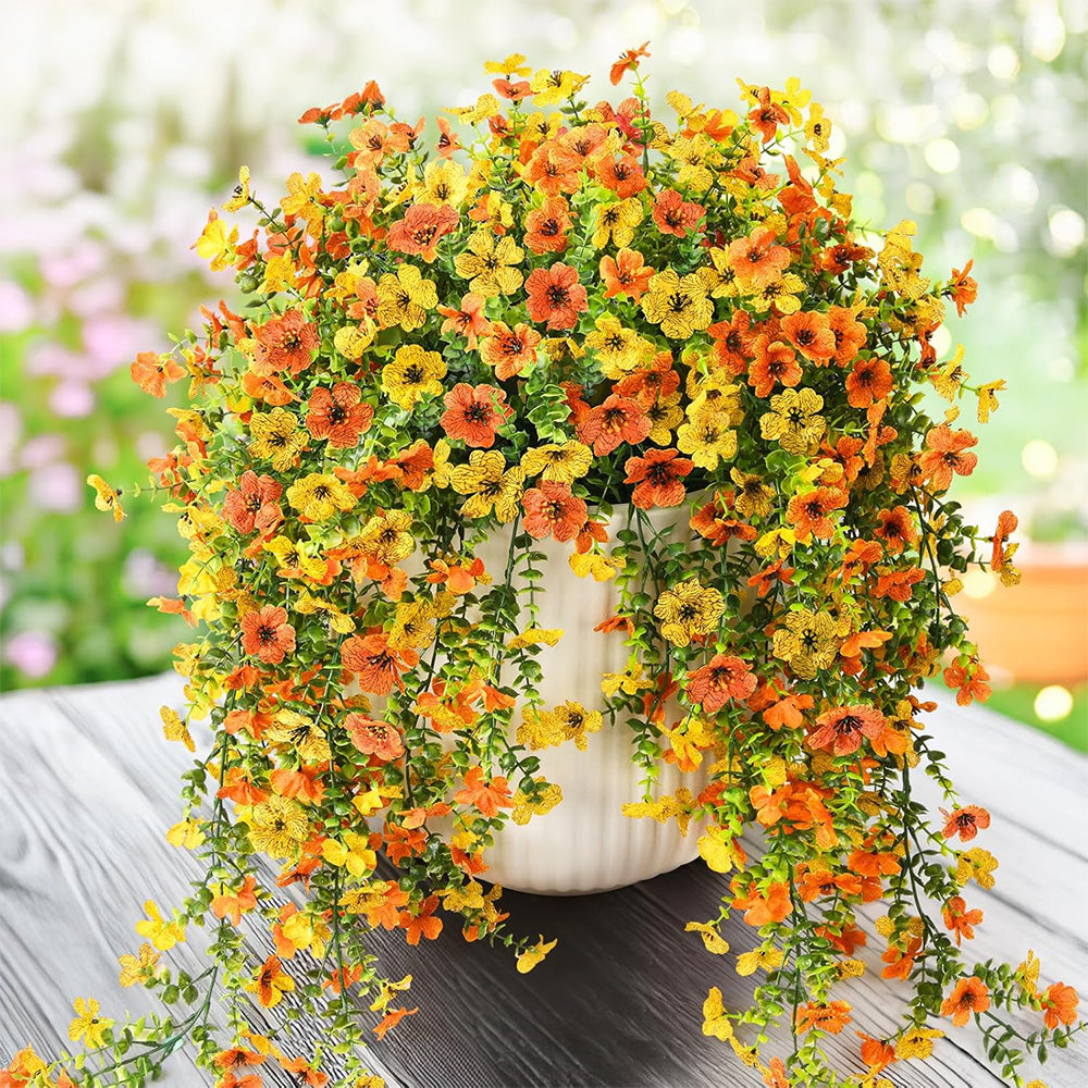 2Pcs Artificial Flowers Outdoor Hanging Faux Floral Decor for Planter Basket Window Box
